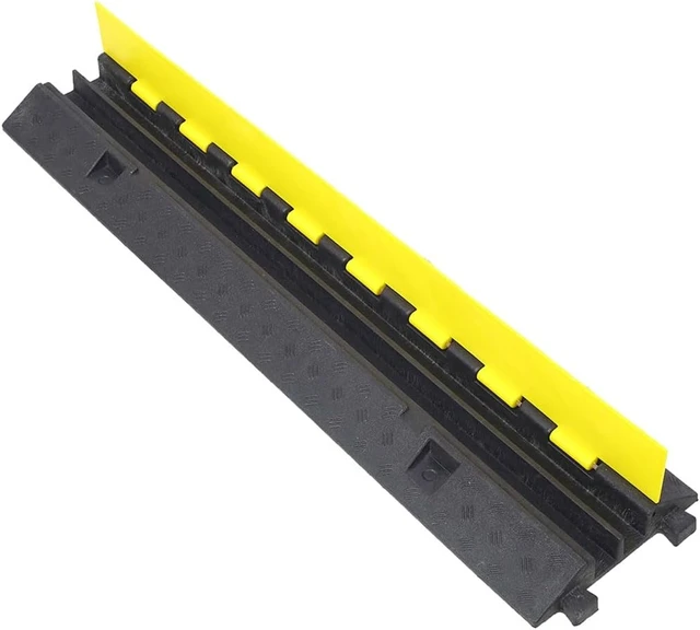 Alt view image 3 of 7 - Cable Protector Ramp, 2 Channel Heavy Duty Rubber Wire Cover with PVC Surface, 5500 LBS Load Capacity Cord Protector Speed Bump for Driveway Parking Lot Road Garage Event,3 Packs