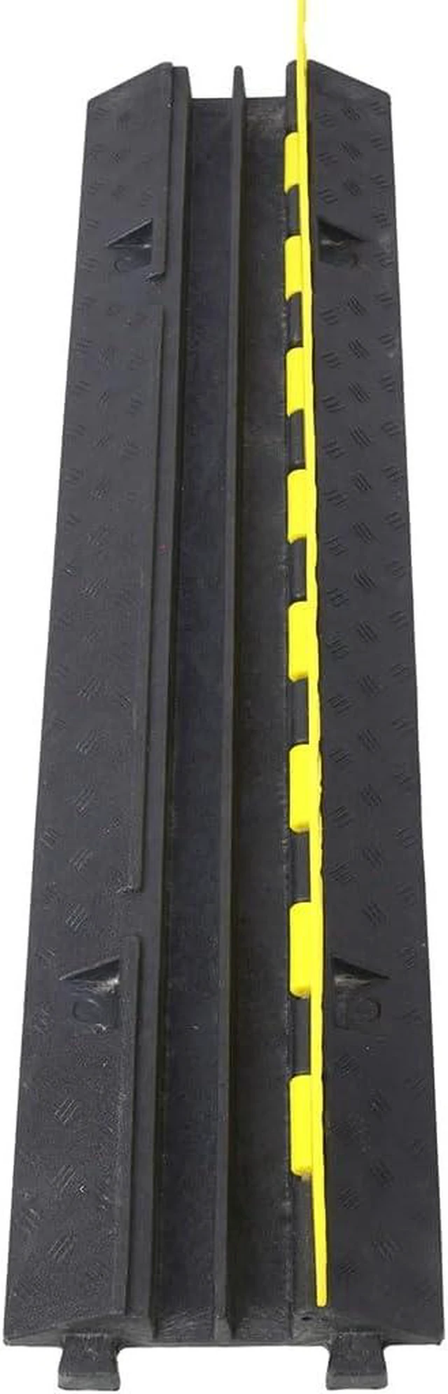 Alt view image 5 of 7 - Cable Protector Ramp, 2 Channel Heavy Duty Rubber Wire Cover with PVC Surface, 5500 LBS Load Capacity Cord Protector Speed Bump for Driveway Parking Lot Road Garage Event,3 Packs