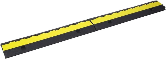 Alt view image 7 of 7 - Cable Protector Ramp, 2 Channel Heavy Duty Rubber Wire Cover with PVC Surface, 5500 LBS Load Capacity Cord Protector Speed Bump for Driveway Parking Lot Road Garage Event,3 Packs