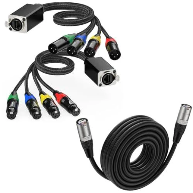 Main image of XLR to RJ45 EtherCON Extender Over EthernetEthercon Cable, Shielded Cat 5e Ethernet Cable Compatible
