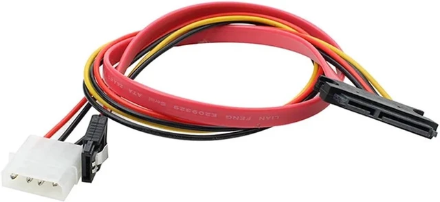 Alt view image 4 of 5 - SATA Female Combo 7+15 Pin Data Cable and Power to SATA 7Pin+4 Pin Molex Serial ATA Lead Cable Power Adapter 30cm 50cm