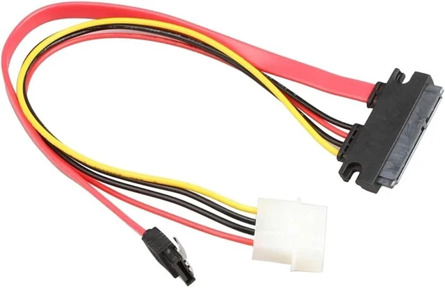 Alt view image 5 of 5 - SATA Female Combo 7+15 Pin Data Cable and Power to SATA 7Pin+4 Pin Molex Serial ATA Lead Cable Power Adapter 30cm 50cm
