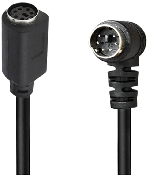 Main image of Mini DIN 6pin MDIN 6P PS/2 Keyboard Mouse Cable Cord 28 AWG Molded S-Video 6 Pin Male Female Cable 90 Degree Angle(0.5m,MW-F)