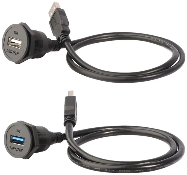 Alt view image 2 of 4 - M22 0.1M 0.3 Meter 5M USB2.0 USB3.0 Extension Cable Adapter Panel Thread Rear Nut Lock USB Data Connector Waterproof Female Socket(0.3m USB2.0,Plastic Nut)