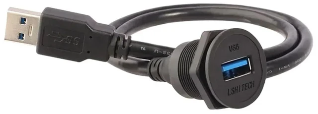 Alt view image 3 of 4 - M22 0.1M 0.3 Meter 5M USB2.0 USB3.0 Extension Cable Adapter Panel Thread Rear Nut Lock USB Data Connector Waterproof Female Socket(0.3m USB2.0,Plastic Nut)