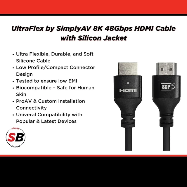 Alt view image 2 of 5 - UltraFlex by SimplyAV 8K 48Gbps HDMI Ultra High Speed Cable, 16.4ft