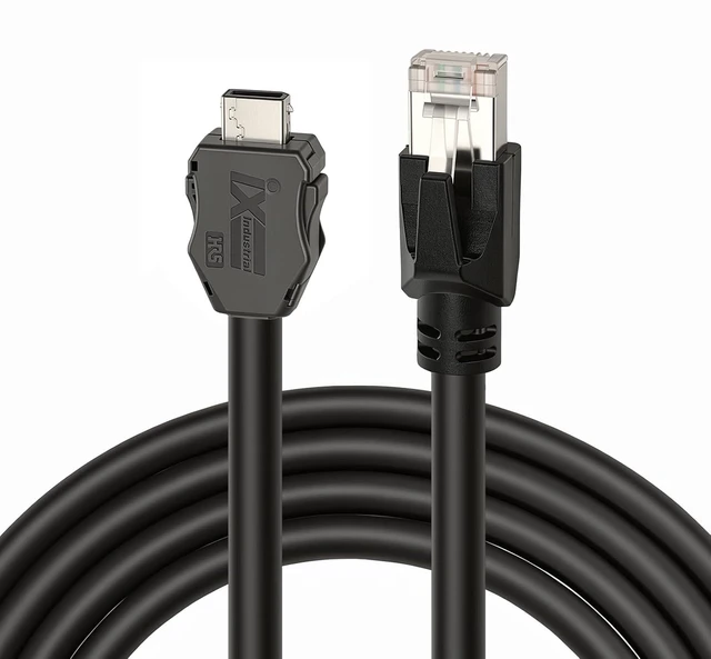 Main image of SZRMCC IX Industrial RJ45 Ethernet Cable,Cat6A High Flex Shielded Cord,IX30G-A-10S-CV(7.0) IX A-Key to RJ45 for Mitsubishi MR-J5 Servo Drives Machine Vision Camera PLC PoE sensors Industrial Network