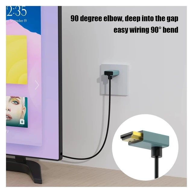 Alt view image 5 of 7 - 8K HDMI 2.1 90 Degree Down Angle Cable, Flexible Slim High Speed Cord, 48Gbps, 8K@60Hz 4K@120Hz, Supports EARC HDR, for TV, HDTV, Monitor(HDMI Straight,1.5m (4.92 ft))
