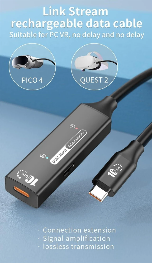 Alt view image 6 of 7 - PREMIUMCORD Active USB-C Extension Cable with Repeater 10 m, Female to Type C Male Connector, USB 3.2 Gen 2 SuperSpeed+ 10Gbit/s, Double Shielded, Aluminum Housing, Black, Length 10 m