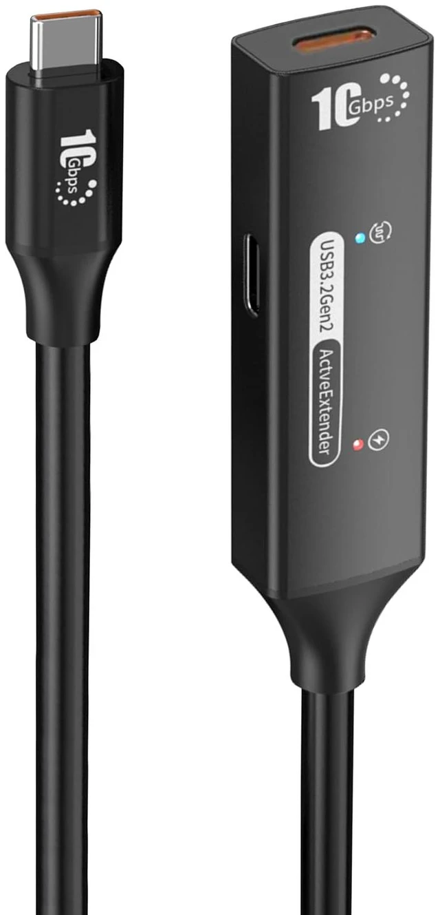 Alt view image 2 of 7 - PREMIUMCORD Active USB-C Extension Cable with Repeater 10 m, Female to Type C Male Connector, USB 3.2 Gen 2 SuperSpeed+ 10Gbit/s, Double Shielded, Aluminum Housing, Black, Length 10 m