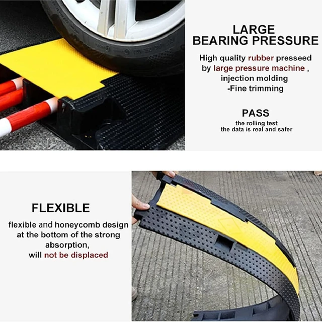 Alt view image 3 of 7 - Rubber Wire Hose RampProtector 2 Channel 100x25cmInterlocking Floor Cord CoverHeavy Duty Cable for Workshop Warehouse Sport Events Concert Market(100 * 25 * 5cm)
