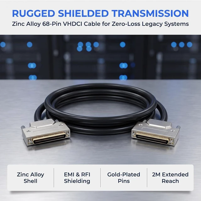 Alt view image 3 of 7 - SCSI VHDCI 68 Pin Male to VHDCI 68 Pin Male Zinc Alloy Field Assembly Cable 2Meter