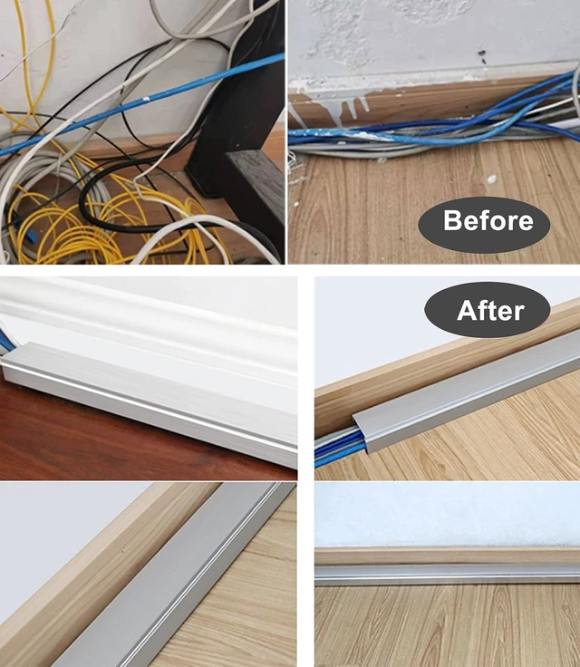 Alt view image 2 of 7 - Aluminum Wire Channels Cable Cord Protector Raceway, 4pack Small Large Waterproof Electric Cord Hider Management for Indoor Outdoor((3.94x3.94in) 100x100mm)