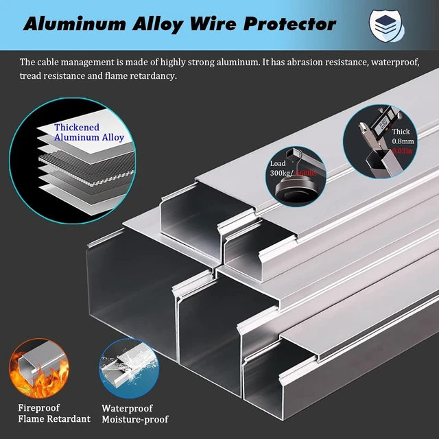Alt view image 4 of 7 - Aluminum Wire Channels Cable Cord Protector Raceway, 4pack Small Large Waterproof Electric Cord Hider Management for Indoor Outdoor((3.94x3.94in) 100x100mm)