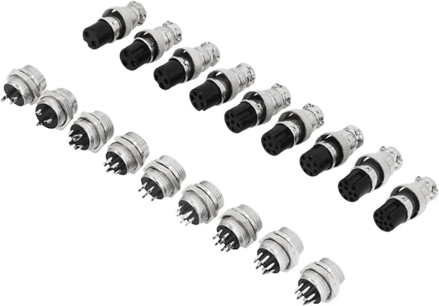 Main image of 5/10/20 Packs GX12 GX16 GX20 Compatible Aviation Plug 2 3 4 5 6 7 8 9 10 12 14 15Pin M/F, Waterproof Circular Connector(GX16,20Sets (Male Female),3P)