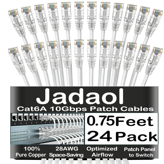 Main image of Jadaol Cat6A 0.75ft 24-Pack Patch Cables