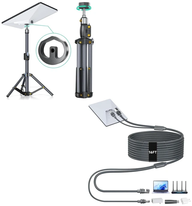Main image of HanCenDa 2 in 1 for Starlink Mini Ethernet Cable 16.4FT/5M,for Starlink Mini Tripod Mount with Adapter