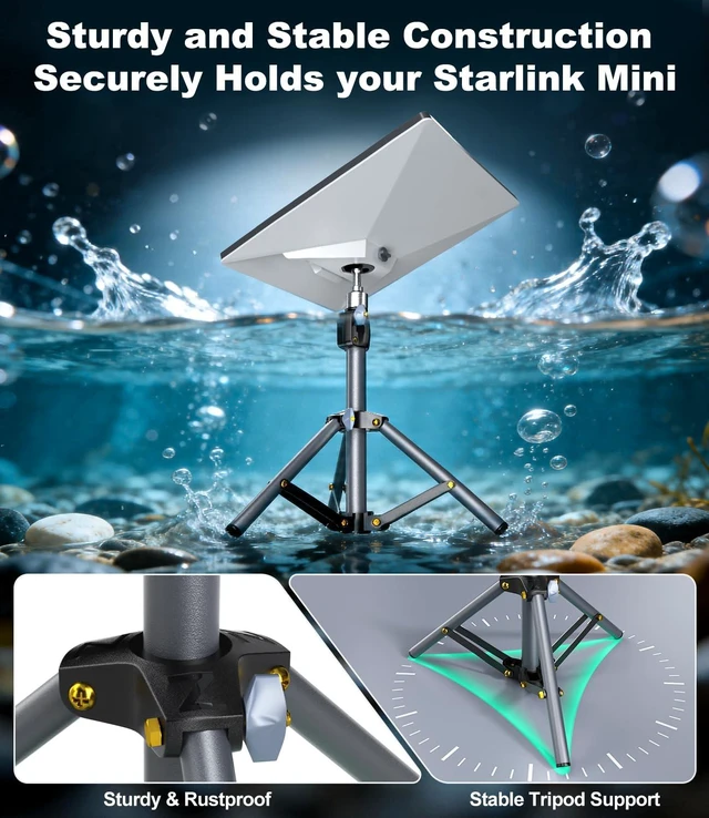 Alt view image 7 of 7 - HanCenDa 2 in 1 for Starlink Mini Ethernet Cable 16.4FT/5M,for Starlink Mini Tripod Mount with Adapter