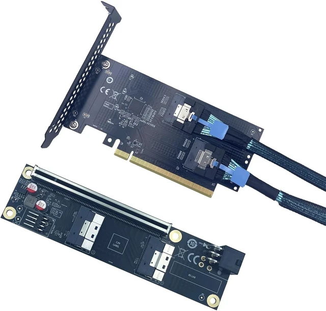 Alt view image 2 of 7 - SlimSAS Baseplates Single Slot External Adapters Featuring Double MCIOs and Low Loss PCBs for Easy Installation in Systems GPU Adapters