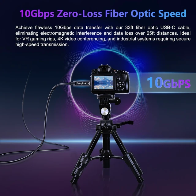 Alt view image 3 of 7 - Fiber Optic USB C Cable 100ft, 10Gbps Active Optical Type C