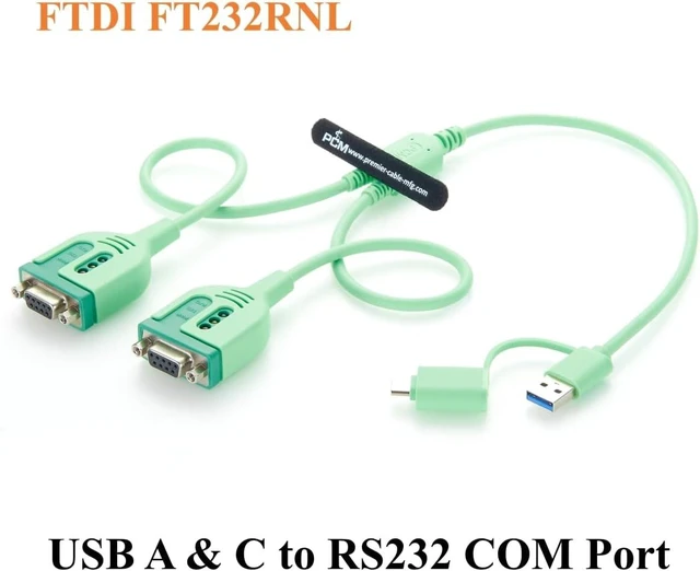 Alt view image 3 of 7 - USB-A & USB-C to RS232 Serial Adapter Cable USB to Dual DB9 Female COM Port Converter with FT232RNL Chip for PLC, CNC Machines, Modem, POS (DB9 Female, 0.6m)