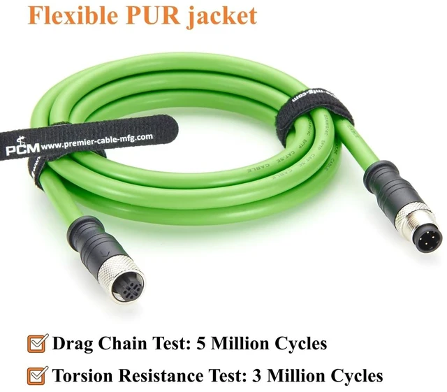 Alt view image 3 of 7 - PROFINET M12 D-Code 4 Pin Male to Female Industrial Ethernet Cable 100Mbps CAT5e SFTP Shielded IP67 High Flex Drag Chain for EtherCAT, PLC, Robotics, Machine Vision, Automation (2M/6.6FT)