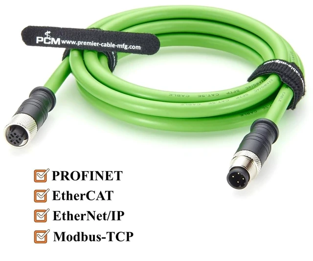 Alt view image 5 of 7 - PROFINET M12 D-Code 4 Pin Male to Female Industrial Ethernet Cable 100Mbps CAT5e SFTP Shielded IP67 High Flex Drag Chain for EtherCAT, PLC, Robotics, Machine Vision, Automation (2M/6.6FT)
