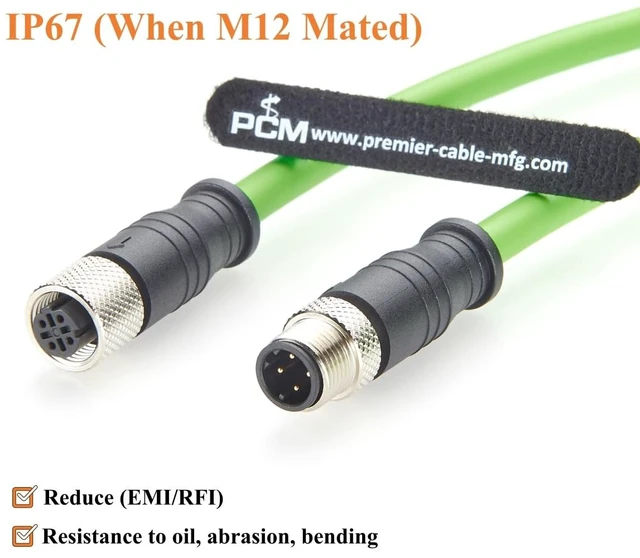 Alt view image 4 of 7 - PROFINET M12 D-Code 4 Pin Male to Female Industrial Ethernet Cable 100Mbps CAT5e SFTP Shielded IP67 High Flex Drag Chain for EtherCAT, PLC, Robotics, Machine Vision, Automation (2M/6.6FT)