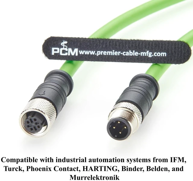 Alt view image 6 of 7 - PROFINET M12 D-Code 4 Pin Male to Female Industrial Ethernet Cable 100Mbps CAT5e SFTP Shielded IP67 High Flex Drag Chain for EtherCAT, PLC, Robotics, Machine Vision, Automation (2M/6.6FT)