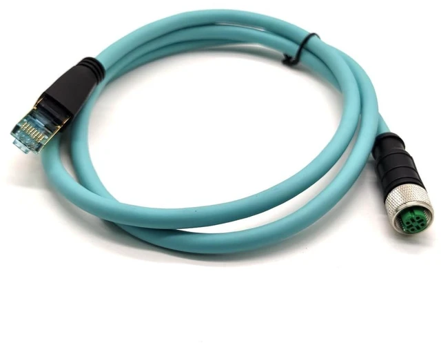 Alt view image 4 of 6 - M12 4 Pin D Code Female to RJ45 Plug High Flex Cat7 Industrial Ethernet PVC Cable 1M