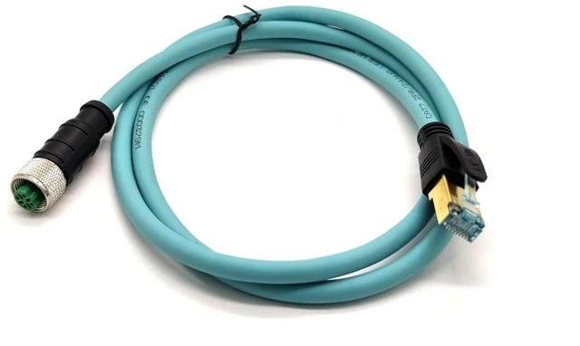 Alt view image 5 of 6 - M12 4 Pin D Code Female to RJ45 Plug High Flex Cat7 Industrial Ethernet PVC Cable 1M