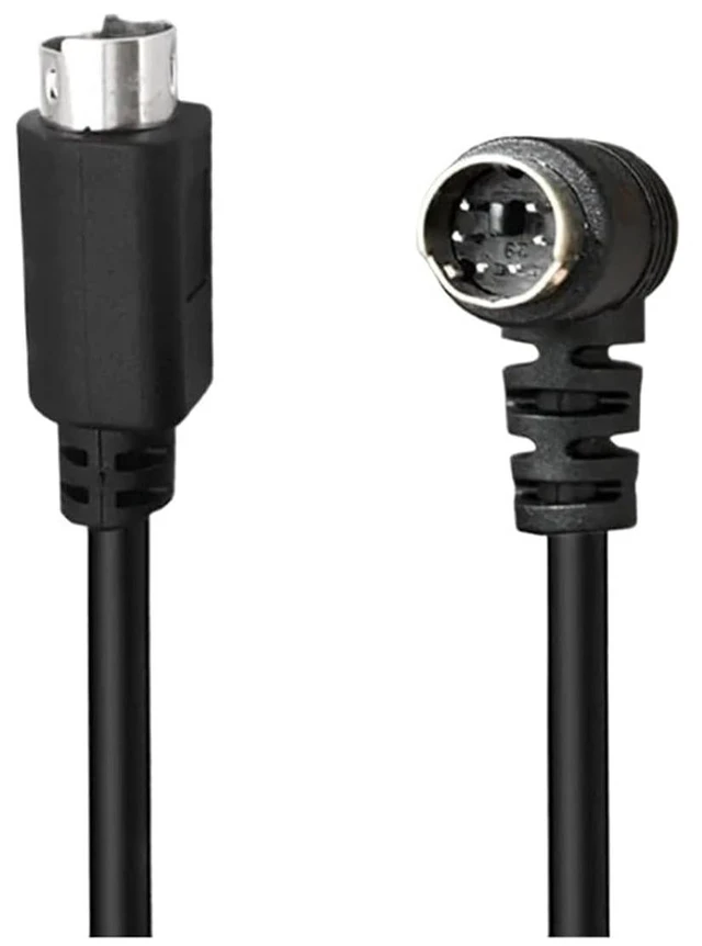 Main image of Mini DIN 6pin MDIN 6P PS/2 Keyboard Mouse Cable Cord 28 AWG Molded S-Video 6 Pin Male Female Cable 90 Degree Angle(3m,M-MW)