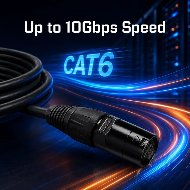 Alt view image 4 of 5 - AMIMA Shielded CAT6A Ethercon Cable (100 Feet) Professional Audio & Lighting RJ45 EtherCON-Compatible Cable for Studio, Stage, Live Events(Black)