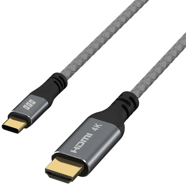 Alt view image 3 of 7 - EFB-Elektronik USB-C to HDMI Cable 4K @ 30Hz - 1.8 m, UHD Video Transmission, Braided Fabric Jacket, Aluminium Connector, Compatible with Laptops and Smartphones, Packed Without
