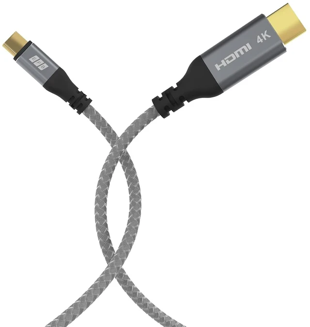 Alt view image 4 of 7 - EFB-Elektronik USB-C to HDMI Cable 4K @ 30Hz - 1.8 m, UHD Video Transmission, Braided Fabric Jacket, Aluminium Connector, Compatible with Laptops and Smartphones, Packed Without