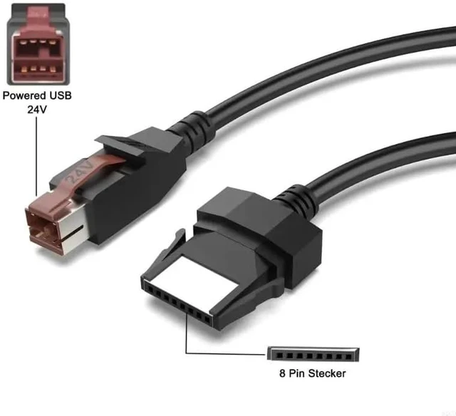 Alt view image 3 of 4 - 24V Power Cord Replacement for Printer POS Systems