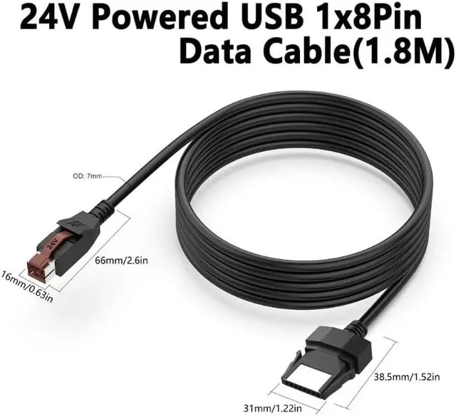 Alt view image 4 of 4 - 24V Power Cord Replacement for Printer POS Systems