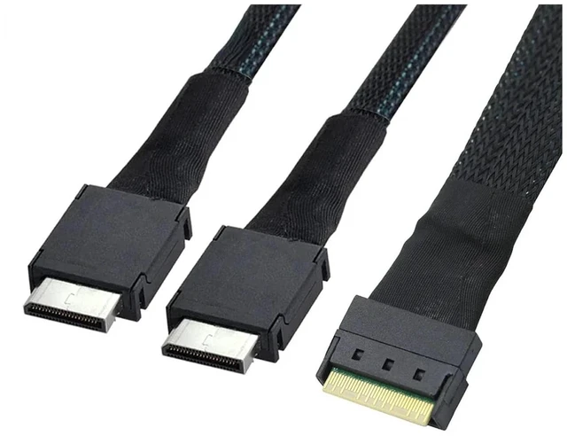 Alt view image 3 of 3 - PCIe Slimline S/AS SFF-8654 8i to OCuLink SFF-8611 4i Cord Adapter - High-Speed Data Transfer for Storage &(100cm)
