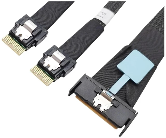 Alt view image 3 of 3 - MCIO 8i Slimline S/AS to 2 Ports SFF-8654 4i Cord PCIE5.0 Server Connection Cord Male to Male Server High-Speed Adapter Cord