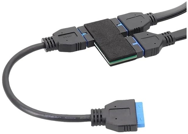 Main image of Computer Main Board USB3.0 Expansion Cord 19 Pin Port PCI-e Pin 20 Pins 1 to 2(New Model with chip)