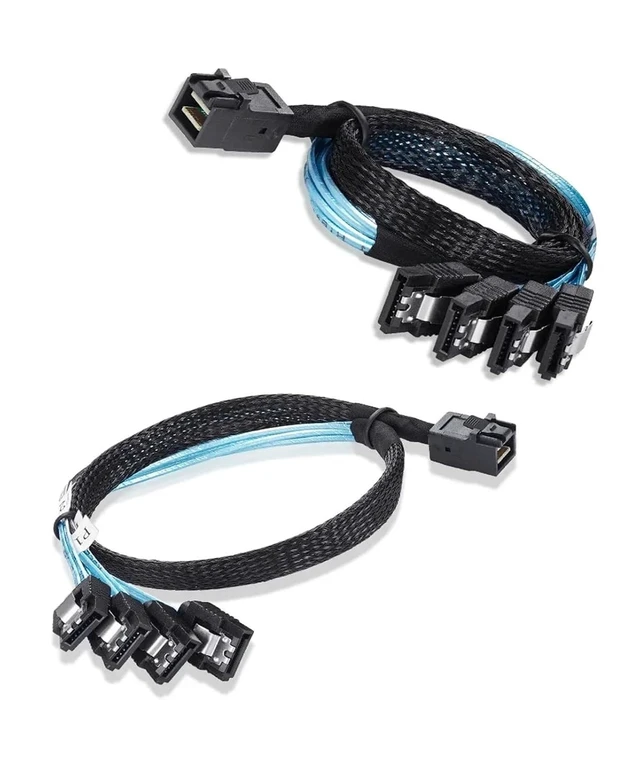 Alt view image 2 of 3 - 1M 0.5M HD M1ni S/AS 12G SFF-8643 to SATA Cord Adapter,Internal SFF 8643 Motherboard Controller to 4 SATA Hard Drive Converter(0.5M)