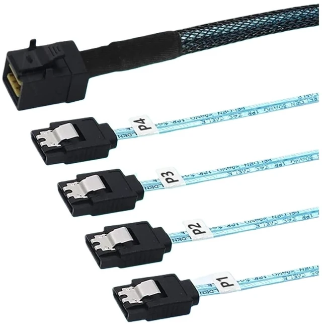 Main image of S/AS HD 12G SFF8643 to 4 SATA Cord Internal SFF 8643 Motherboard Controller to 4 SATA Hard Drive Server Cord(0.5m)