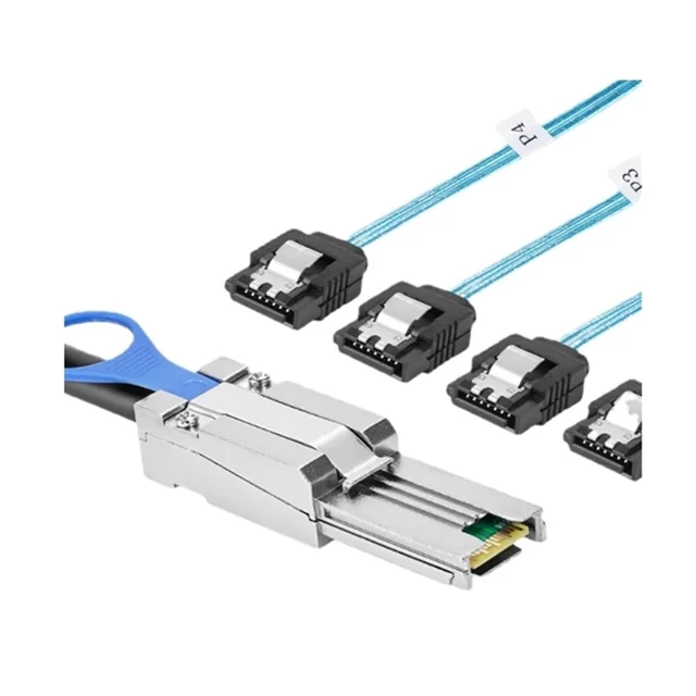 Alt view image 2 of 6 - S/AS 3.0 S/AS 26Pin SFF-8088 Male to 4 SATA 7Pin Female Hard Disk Splitter Adapter Data Cord, 8088 to 4 SATA Cord 1m 2m(2m)