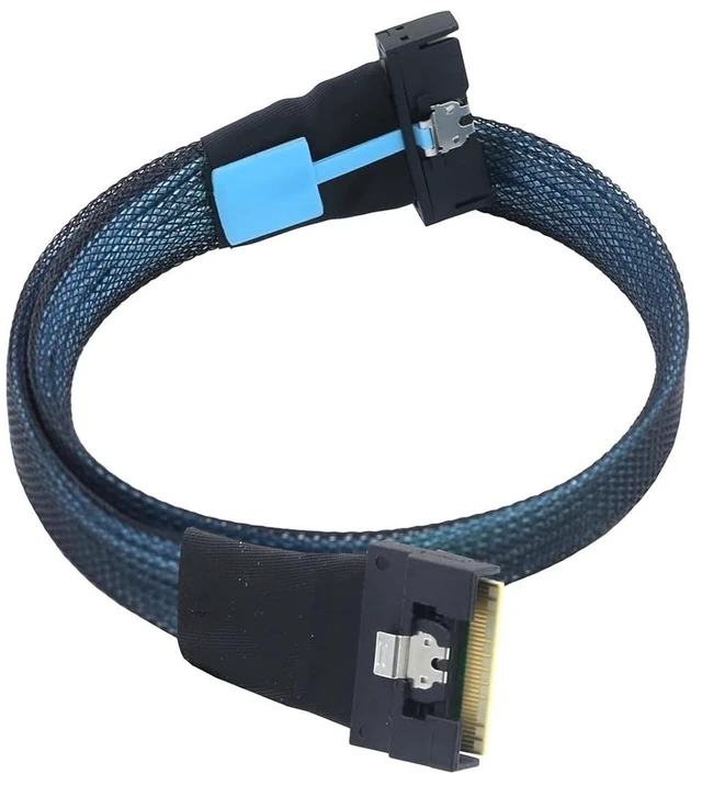 Alt view image 3 of 3 - PCI-E 5.0 M1ni Cool Edge IO MCIO 74Pin to Slimline S/AS SFF-8654 8i 74Pin 4.0 24 Gbps Extension Cord(0.5M)