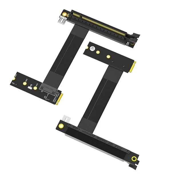 Alt view image 3 of 4 - Riser Cable M.2 NVME to PCIE X16 Adapter Graphics Extension Cable 90 Degree PCI 3.0 16X to M Key Riser Cable(Black B)