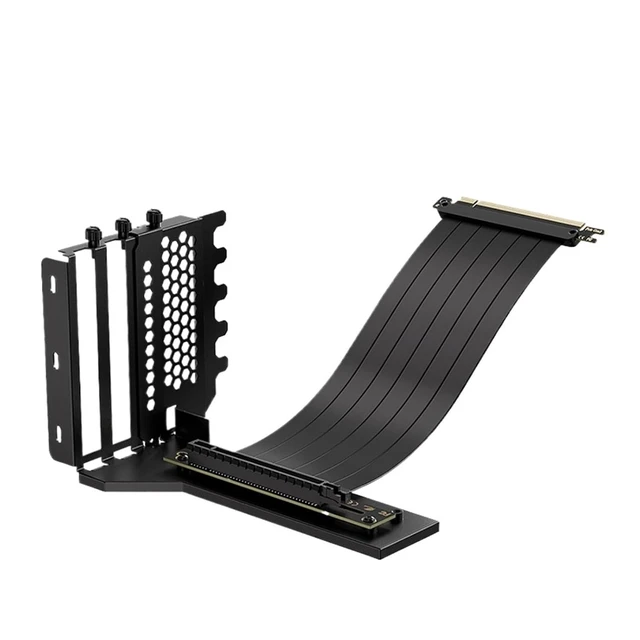 Alt view image 2 of 5 - Vertical GPU Mounting Bracket Graphics Card Holder Kit with 20cm PCI-E 4.0 X16 -Interference Riser Cable 90 Degree(PCI-01-BK)