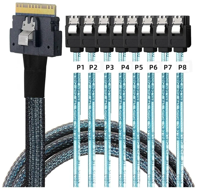 Main image of 2025 Built-in Slim S/AS 4.0 38P SFF-8654 to 4 M1ni S/AS 29Pin SFF-8482 Computer Server Array Disk SATA Cord(0.5m,8X to 8-SATA)