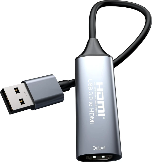Main image of PremiumCord USB to HDMI Adapter USB 3.0 Type-A 5Gbps Full HD 1080p Metal Housing Space Grey 20cm