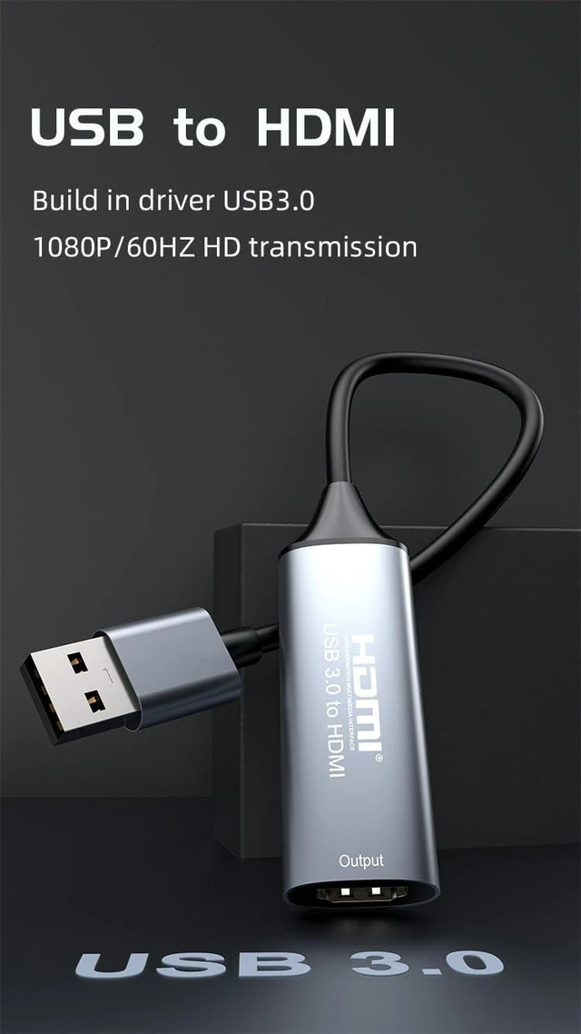 Alt view image 7 of 7 - PremiumCord USB to HDMI Adapter USB 3.0 Type-A 5Gbps Full HD 1080p Metal Housing Space Grey 20cm