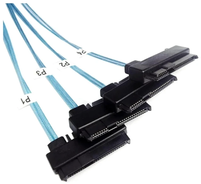 Alt view image 2 of 5 - 1M 4 S/AS Hard Drives 36Pin SFF-8087 to 4 S/AS 29Pin SFF-8482 Connectors with 15 Pin SATA Power Splitter Hard Drive Cord(1M)